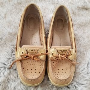 Sperry Top&Sider Boat Shoes Tan & Gold Size 9